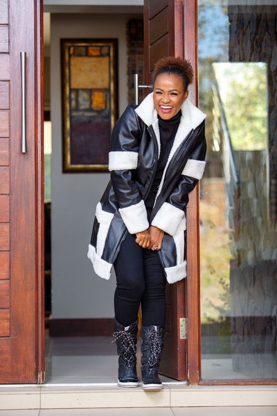 Black Faux Leather Fur Jacket