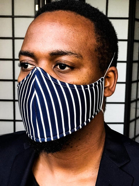 Navy & White Stripped Mask